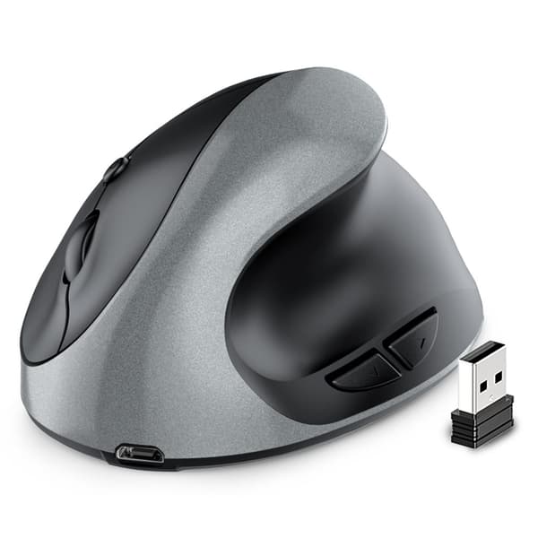 INF Ergonomisk vertikal mus med dobbel modus Type-C-lading Grå