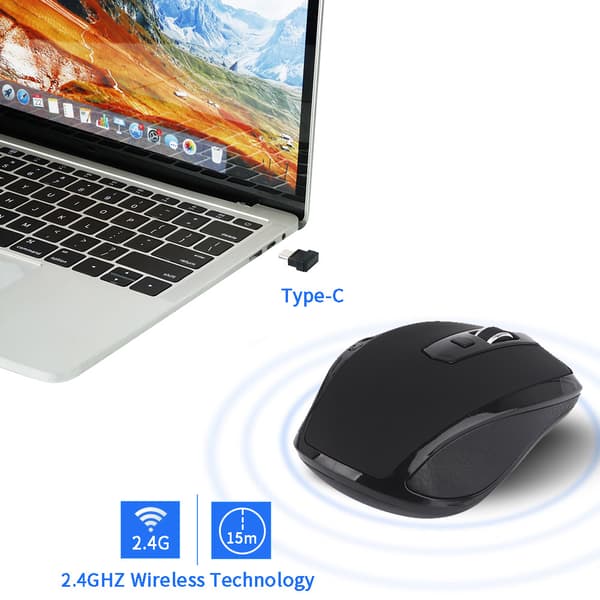 INF Hiljainen langaton USB-hiiri - Ergonominen muotoilu ja tarkka seuranta