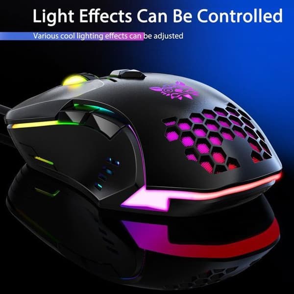 ONIKUMA CW902 trådbunden spelmus 6400DPI RGB bakgrundsbelysning ihålig datormus Hon