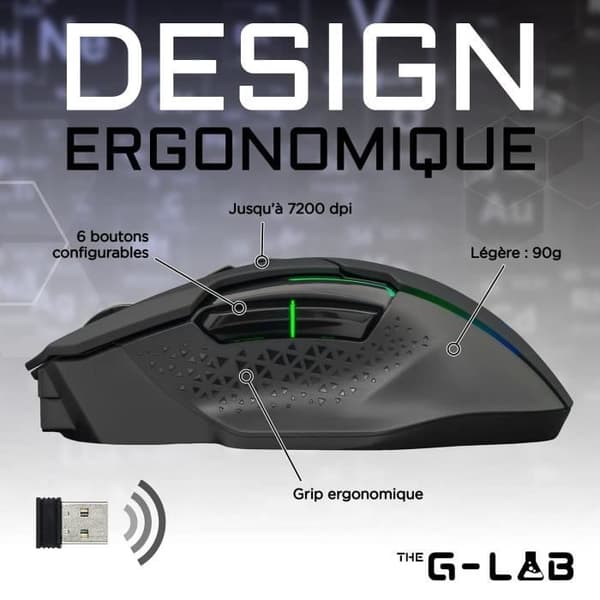 Trådlös spelmus - The G-Lab - KULT CEASIUM - Svart