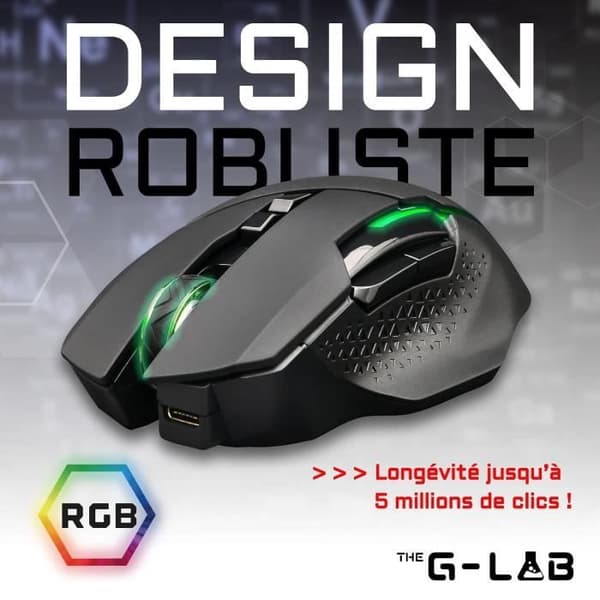 Trådlös spelmus - The G-Lab - KULT CEASIUM - Svart