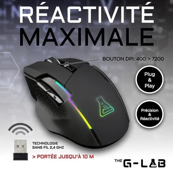 Trådlös spelmus - The G-Lab - KULT CEASIUM - Svart