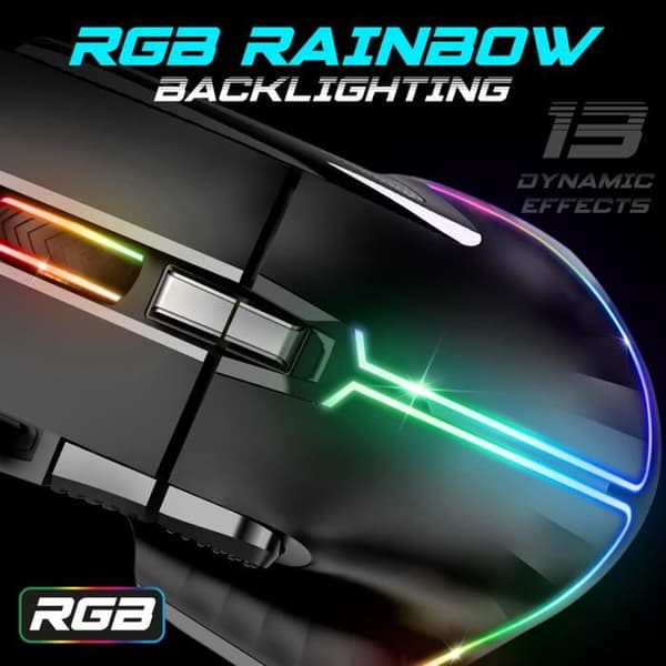 Mus - PRO-M5 - RGB - 12.800 DPI - 8 programmerbara knappar - Trådbunden