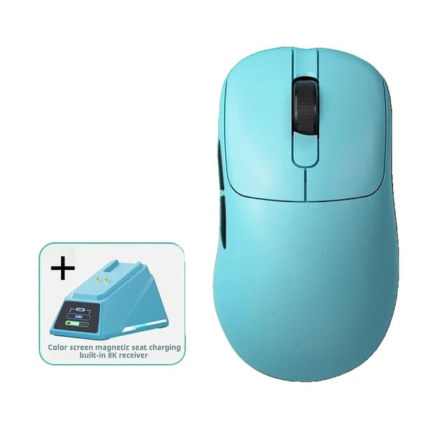 Trådlös Mus, PAW3950 Sensor, 400mAh Batteri, 6 Knappar,Blå