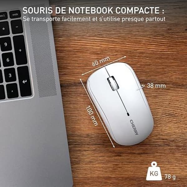 Bärbar datormus - CHERRY - MW 2200 - Trådlös 2,4 GHz - 1300 dpi - Ergonomisk och kompakt