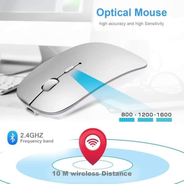 Bluetooth-mus - Ej specificerad - Mini Tyst Mus - Laddningsbar - Grå - Bluetooth 4.0
