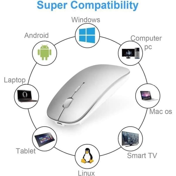 Bluetooth-mus - Ej specificerad - Mini Tyst Mus - Laddningsbar - Grå - Bluetooth 4.0