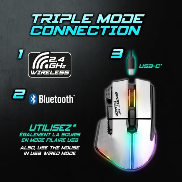 SPIRIT OF GAMER - TRÅDLÖS RGB GAMING MUS PRO-M5 ARTIC