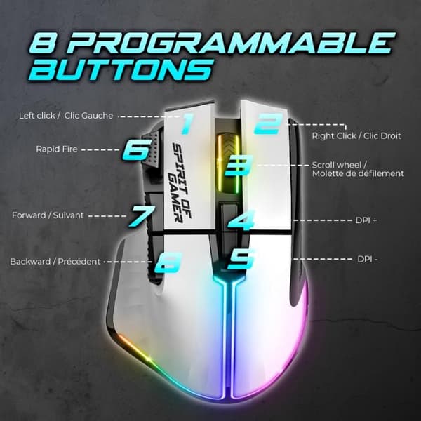 SPIRIT OF GAMER - TRÅDLÖS RGB GAMING MUS PRO-M5 ARTIC