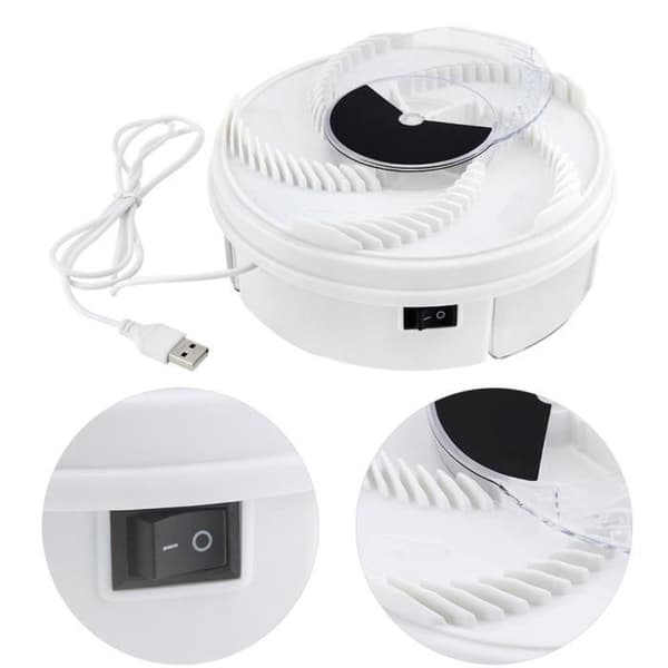 Automatisk Spinning Mute Elektrisk flugfälla-enhet med fångstmat USB-kabel-CY