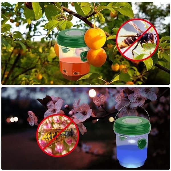 2 delar soldriven getingfälla med LED-ljus, insektsfällor, insektsfångare honungsfälla Bin Mjuka bålgetingar[255]