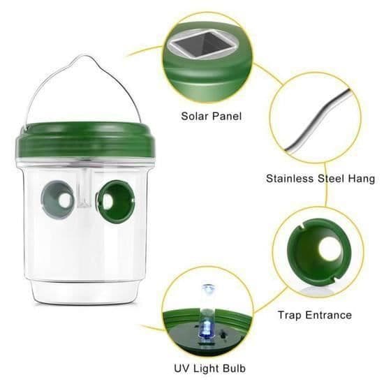 Flug-, geting- och myggfälla; Bug Catcher, Hornets - Soldriven med LED-ljus