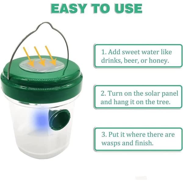 2 stycken flugfälla Getingfälla Insektsfälla LED Solenergi Insektsbekämpning Fruktfluga Bee Trap Room[87]