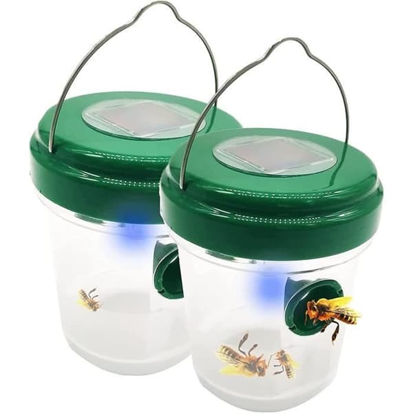 2 stycken flugfälla Getingfälla Insektsfälla LED Solenergi Insektsbekämpning Fruktfluga Bee Trap Room[87]