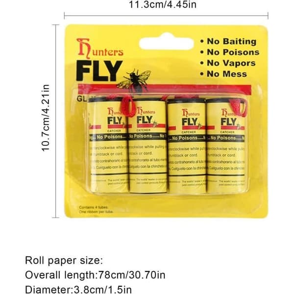 Pappersflugfångare, 20 rullar flugpappersrullar, klibbigt papper, flugpappersremsor, myggfångartejp