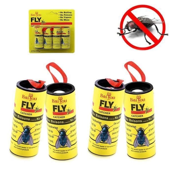 Baiou® 4 attraktiva flugband Rullar flugfångare fångar flygande flugor, myggor och insekter