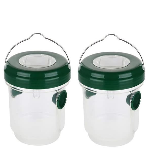Set med 2 utomhussolgetingfällor med UV-led-ljus för att ta bort flugor, insekter, horn, bin