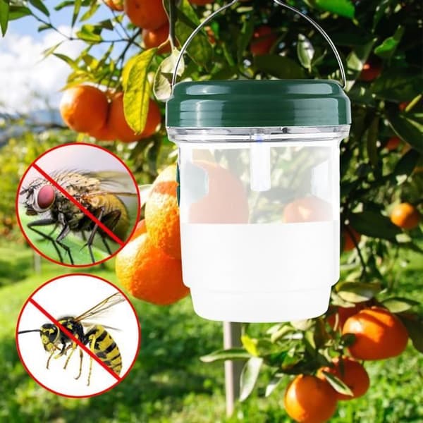 Skadedjursfälla, getingfälla med solar LED-ljus, insektsfälla, hängande honungsfångare, mördare - vit[A6040]