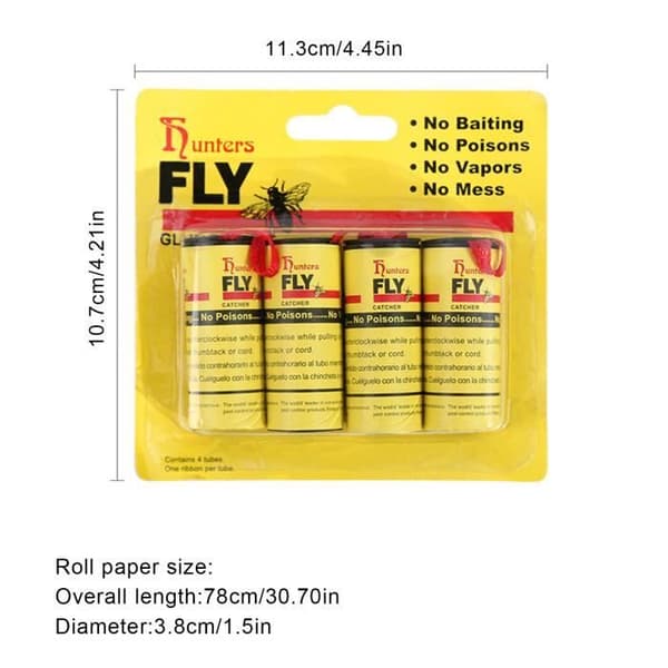 Skadedjursfälla, kraftfull flugfälla, 4 rullar, sticky board, flugfälla, mördare, limstift - 4 rullar[A58]