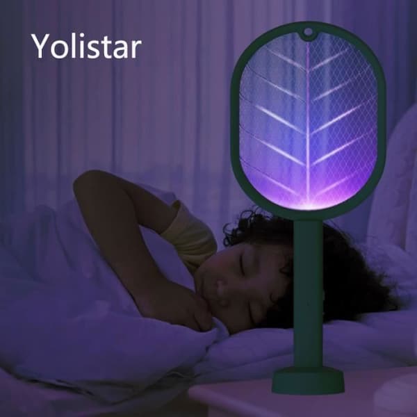 Mosquito Killer Lamp 2 i 1 USB uppladdningsbar Mosquito Swatter Mosquito Killer-Vit