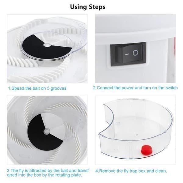 Elektrisk rotation Automatisk mute flugfälla-enhet med fångstmat USB-kabel-CY G019A JET1618