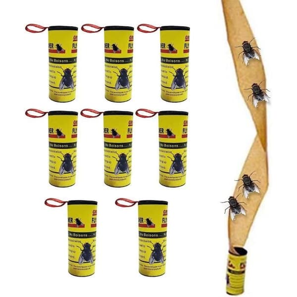 Flugfälla Papper Flugfångare Strips, 8st Frukt Flugfångare Bugs Sticky Stripes, Effektiv Flugband Rullfälla för H[H325]