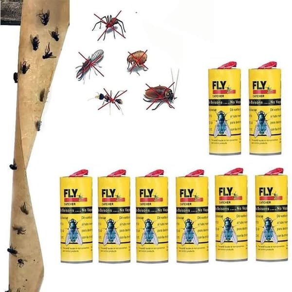 Flugfälla Papper Flugfångare Strips, 8st Frukt Flugfångare Bugs Sticky Stripes, Effektiv Flugband Rullfälla för H[H325]