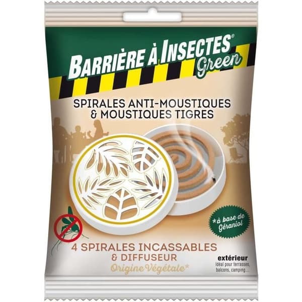 Anti-myggspiraler baserade på geraniol - INSEKTSBARRIER - Diffusorbox + 4 spiraler