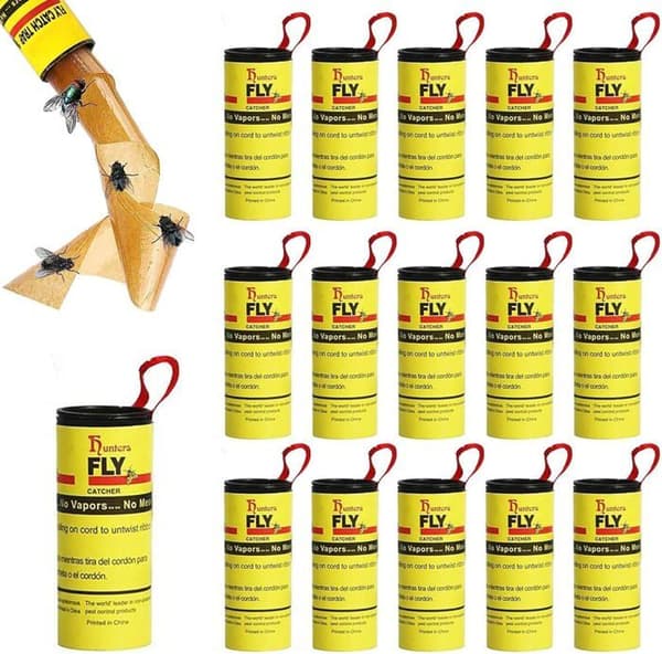 Paket med 16 flugfångarrullar, självhäftande remsor, flugfällor, limrullar, flugfällor, för inomhusbruk[J578]