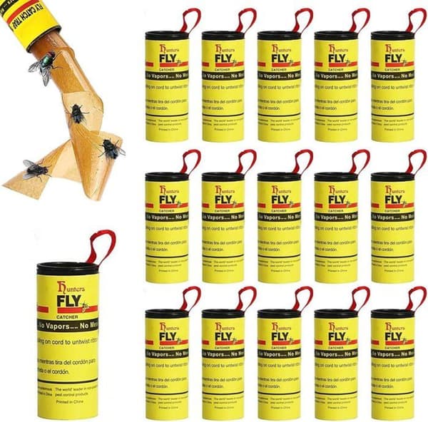 Paket med 16 flugfångarrullar, självhäftande remsor, flugfällor, limrullar, flugfällor, för inomhusbruk[J578]