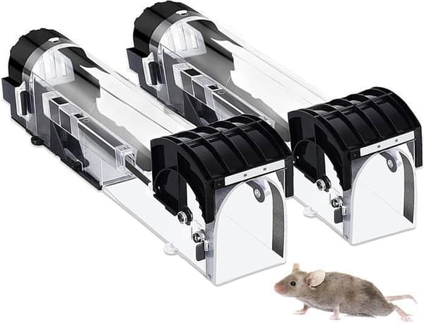 2 delar musfälla, grymhetsfria smarta musfällor, originalmöss, fångar levande möss Plastråttfälla