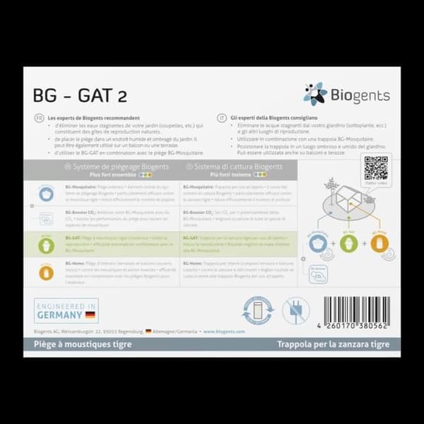 Utomhusfälla - BIOGENTS - BG-GAT2 - Anti Utomhusmygg - Begränsar Myggreproduktionen - utan Elektricitet
