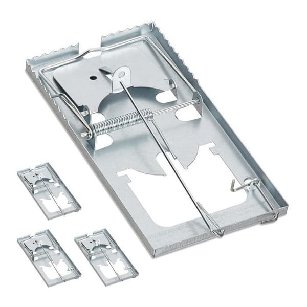 Relaxdays Mössfälla, 4-pack, tandad fångstyra, återanvändbar, hög effektivitet, metall, fälla, silverfärgad