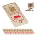 Miniatyrbild 1 av 6: Relaxdays Musfälla i paket om 12, klassiska fällor, återanvändbara, utan gift, råttfälla, metall, trä, natur