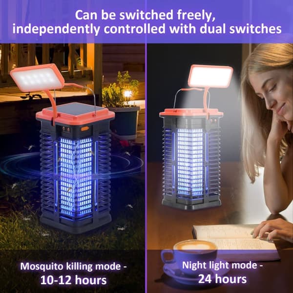Sol utomhus myggavvisande lampa uppladdningsbar USB 3 i 1 LED-lyktor bärbar solcellslampa vattentät IPX4 campingfackla