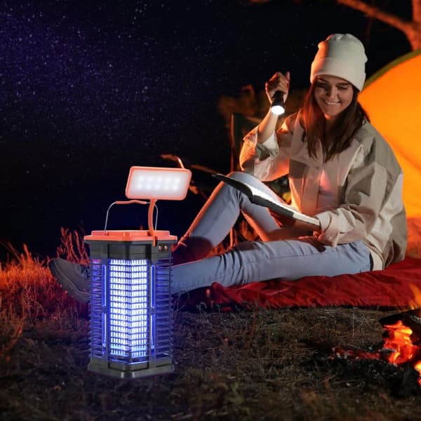 Sol utomhus myggavvisande lampa uppladdningsbar USB 3 i 1 LED-lyktor bärbar solcellslampa vattentät IPX4 campingfackla