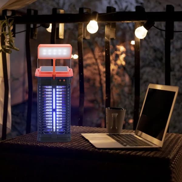 Sol utomhus myggavvisande lampa uppladdningsbar USB 3 i 1 LED-lyktor bärbar solcellslampa vattentät IPX4 campingfackla