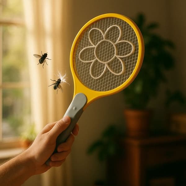 Elektrisk Myggracket med Batteri XL-format 48 cm Högspänningsgaller för Insekter