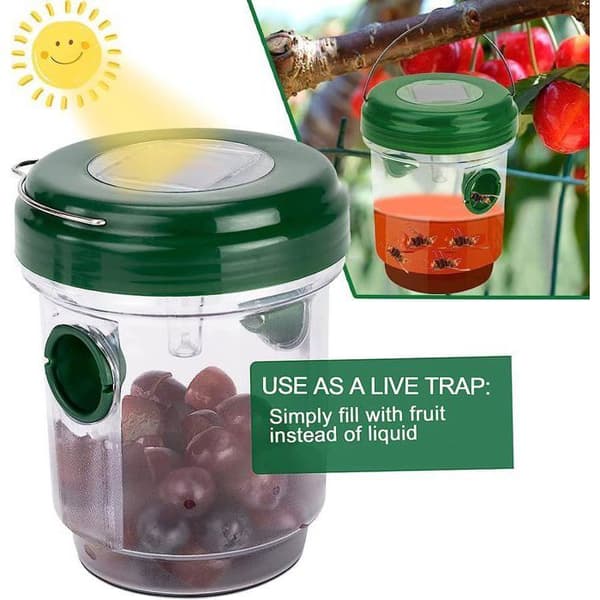 2 st Piége för getingar med solenergi och LED-ljus, insektsfällor, antihålsfälla för insekter med honung för bin, getingar och myggor