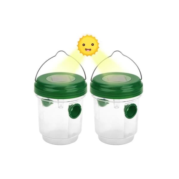 2 Stycken Solar Getingfällor med LED-ljus, Insektsfällor, Honungfälla för Bin, Vespas och Myggor