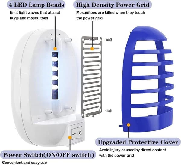 OBOSOE Elektrisk Insektsdödare 2-pack – Inomhus & Utomhus Myggfångare, Flugdödare med Stickkontakt