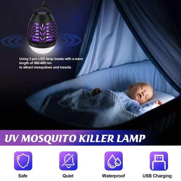 OBOSOE hyttysten tappaja ulkona 5W – hyttyslamppu LED- ja IP66-suojauksella, tehokas hyönteisiä vastaan