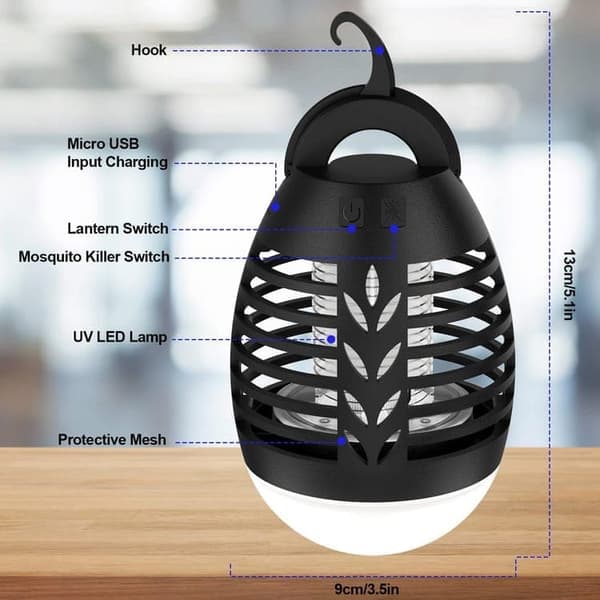 OBOSOE hyttysten tappaja ulkona 5W – hyttyslamppu LED- ja IP66-suojauksella, tehokas hyönteisiä vastaan