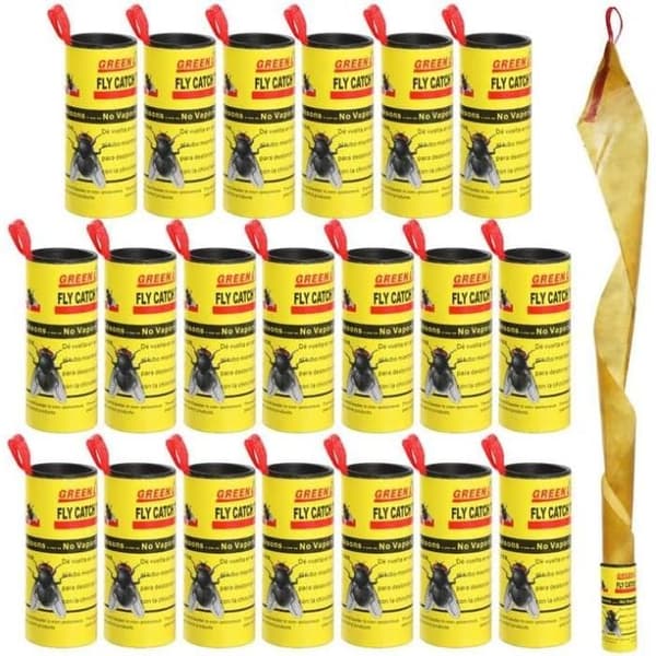 GeeRic 20-pack Flugaavvisande Pappersband, Klisterremsor för Fluge, Flugefällor, Inomhusbeten för Fluga50