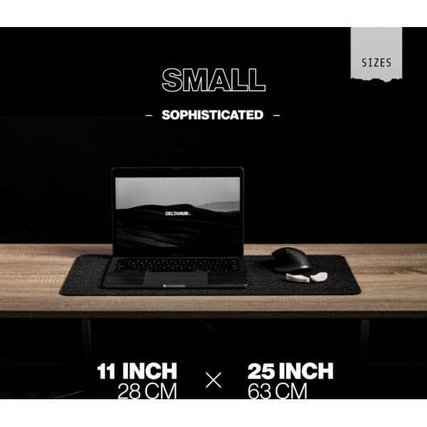 Deltahub Minimalistic Desk Pad -hiirimatto, 28 x 63 cm, tummanharmaa