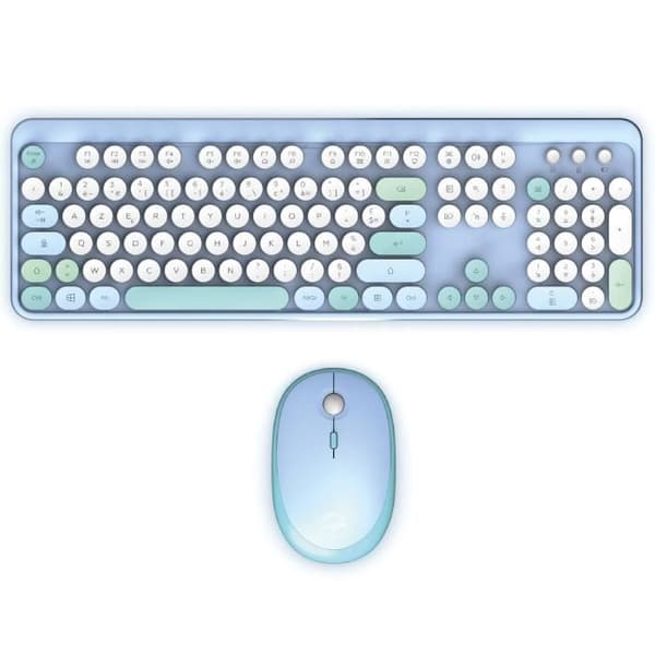 Trådlöst tangentbord + mus combo - MOBILITY LAB - Pure Color - Blå - Ergonomisk design - Diskret skrivning