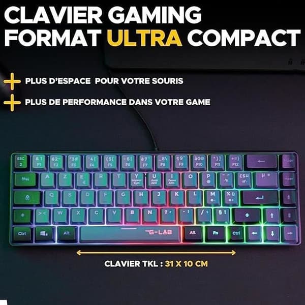 2 i 1 Gamer Pack - THE G-LAB - COMBO HYDRO - Kabelansluten mus - Kabelanslutet tangentbord - Grå/svart - RGB