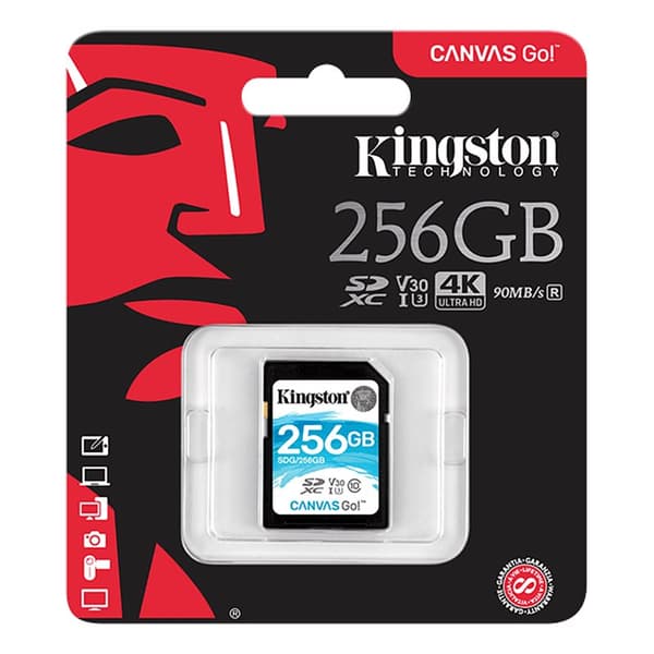 Kingston 256GB SDXC Canvas Go 90R/45W CL10 U3 V30