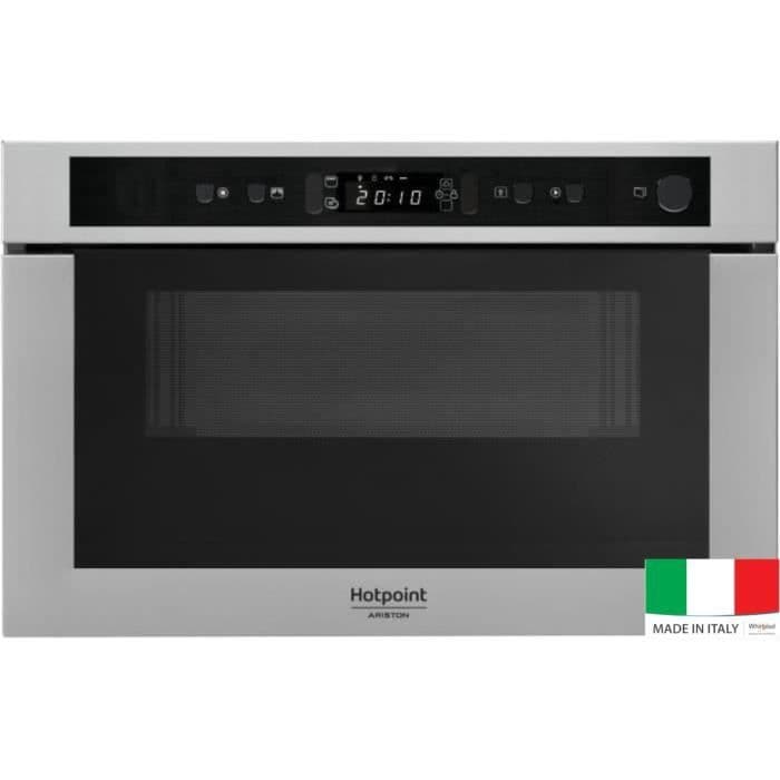 Hotpoint MN 413 IX HA Inbyggd Grillmikrovågsugn 22 l 750 W Svart, Rostfritt stål