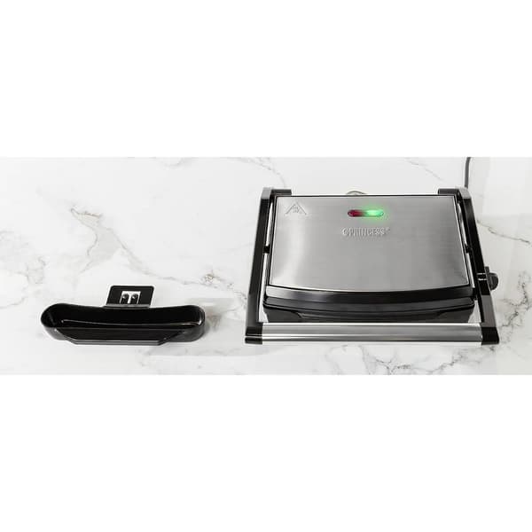 Princess 01.112425.01.001 Panini-grill Elektrisk Non-stick-beläggning, Kontrolljus, hopfällbar Svart